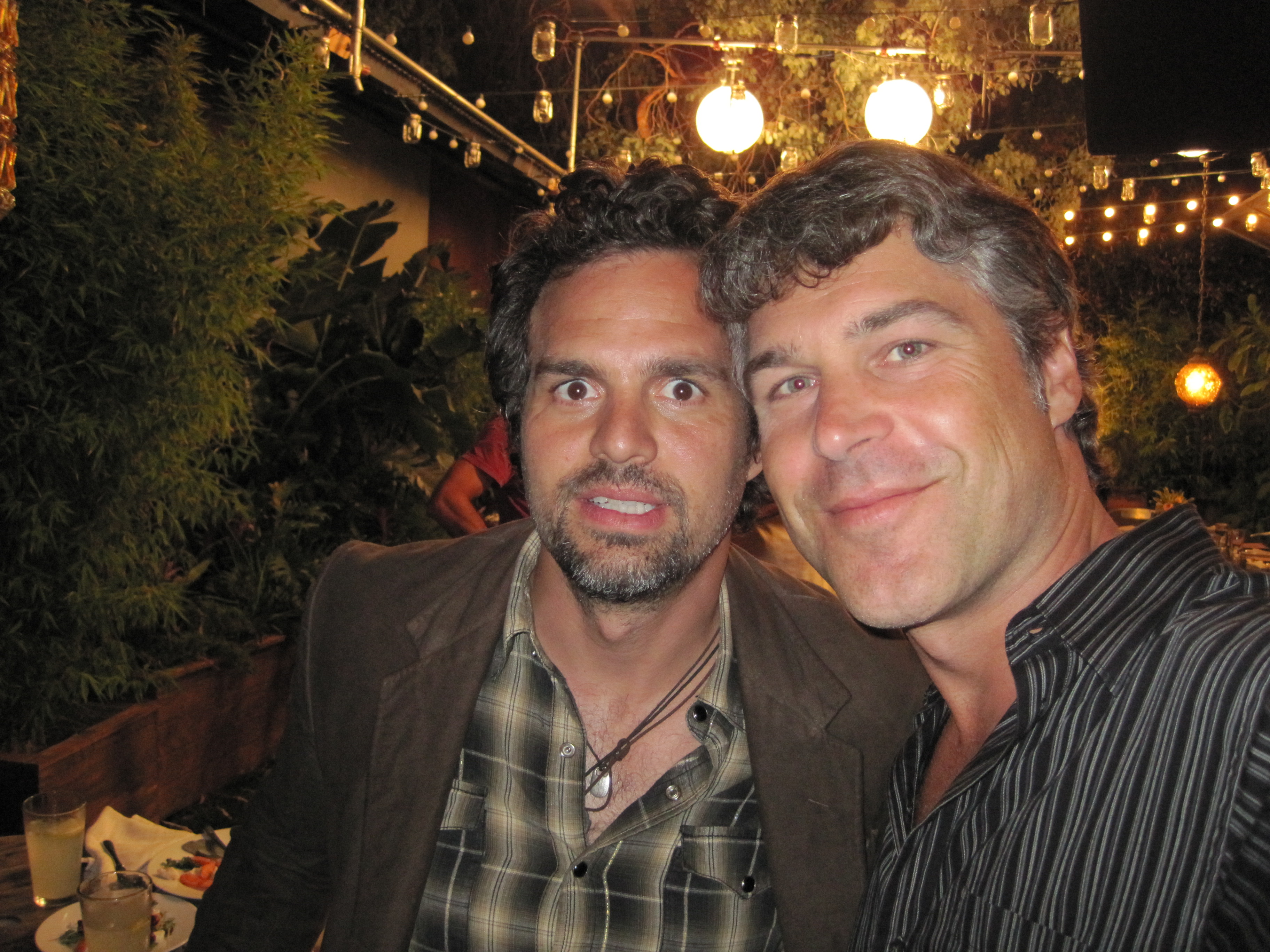 Actor Mark Ruffalo and Producer Todd Labarowski on the set of 'The Kids Are All Right' in Los Angeles, CA on July 30, 2009.