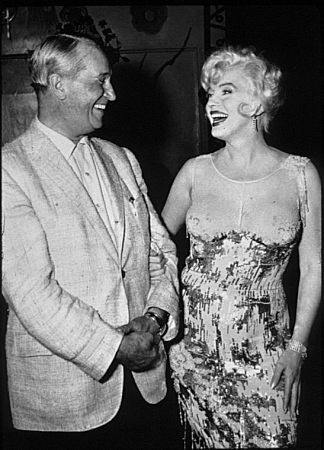 M. Monroe & Maurice Chevalier on set of 