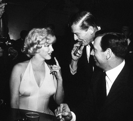 M. Monroe, Milton Berle & Yves Montand at party for 