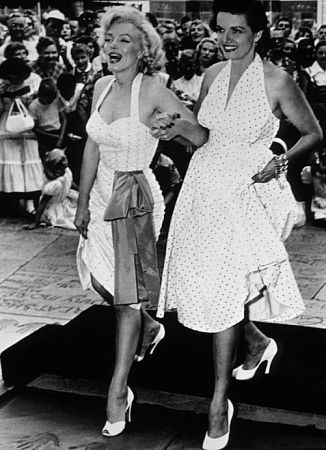 M. Monroe & Jane Russell at Grauman's Chinese Theater. 1953