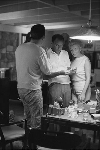 Frank Sinatra with Peter Lawford and Marilyn Monroe in Santa Monica, California circa 1960