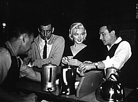 M.Monroe, Gene Kelly, Yves Montand on the set of 