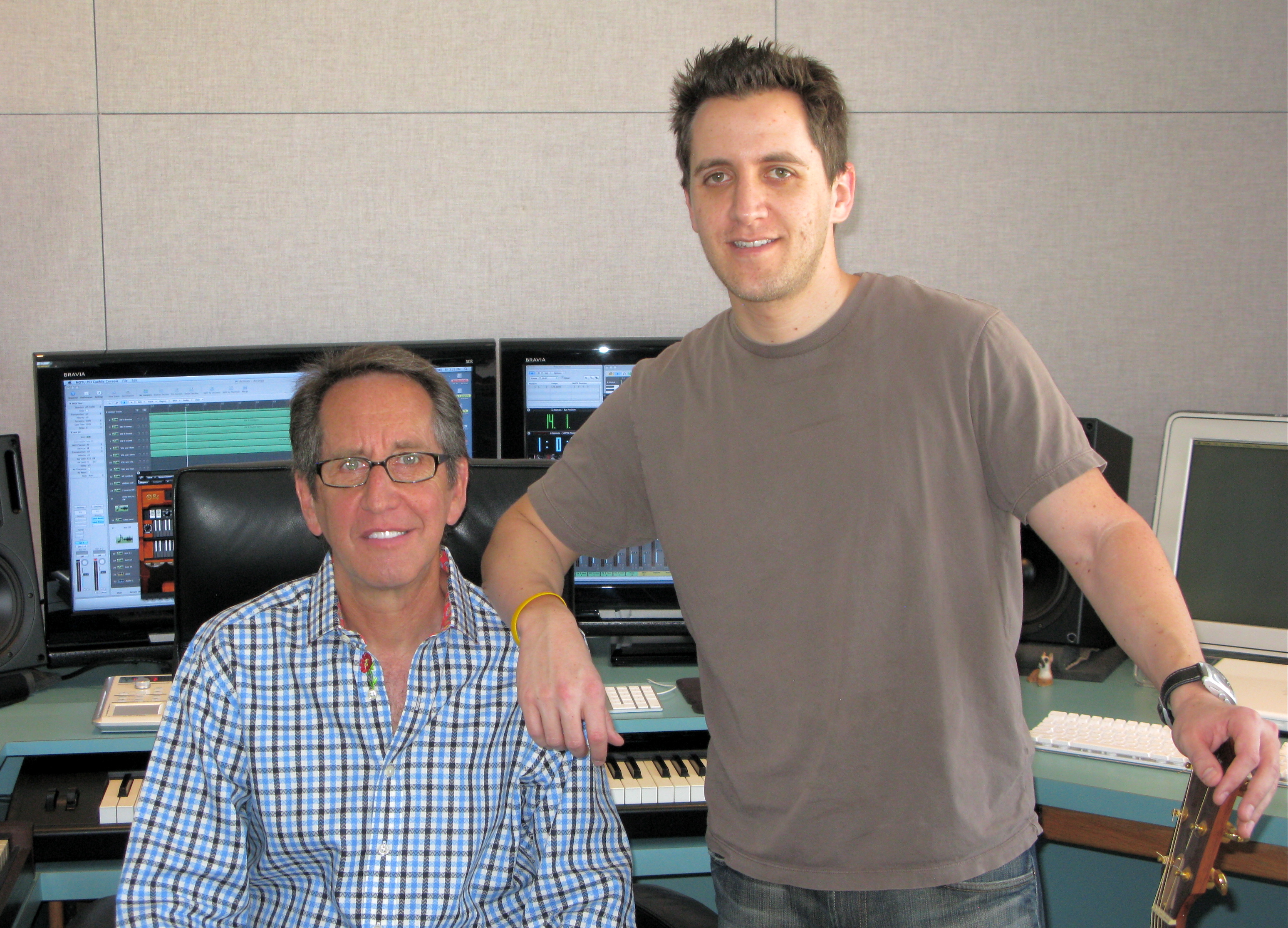 In the studio with my dad, composer Bruce Miller.