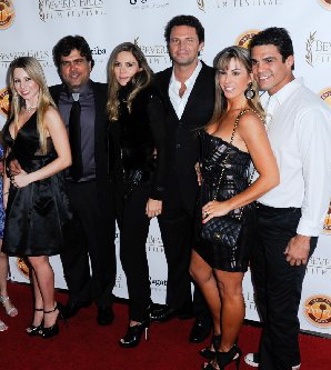 2010 Beverly Hills Film Festival. MMA Wolrd Champion Vitor Belfort and wife Joana, Director Jorge W. Atalla and wife Carolina, Producer Frederico Lapenda and girlfriend Juliana after the presentation of 