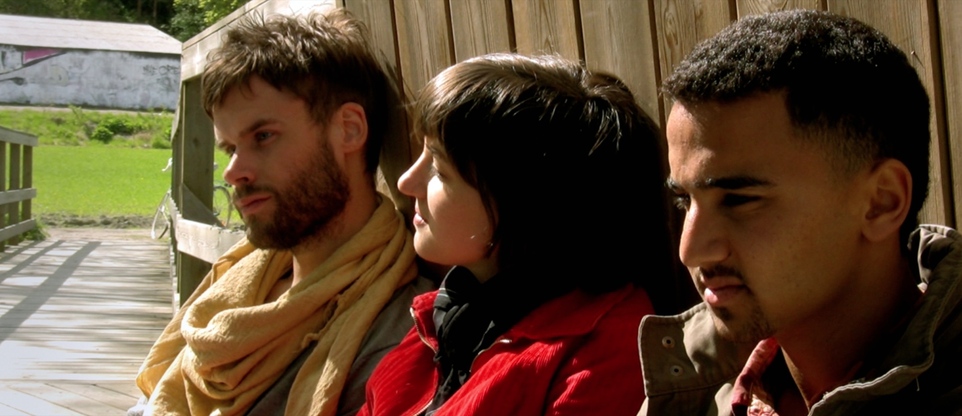 Still of Mikael Ayele, Sonja Ghaderi and Anders Hörbo in Train to Stockholm