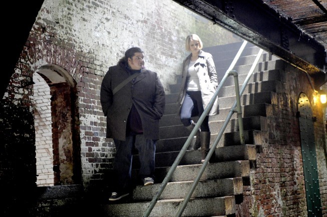 Still of Jorge Garcia and Sarah Jones in Alcatraz (2012)