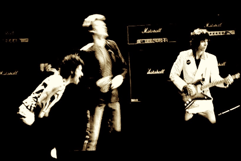 Alan Merrill (right) with Hall and Oates at the Palladium venue, New York City, King Biscuit Flower Hour show, 1982.