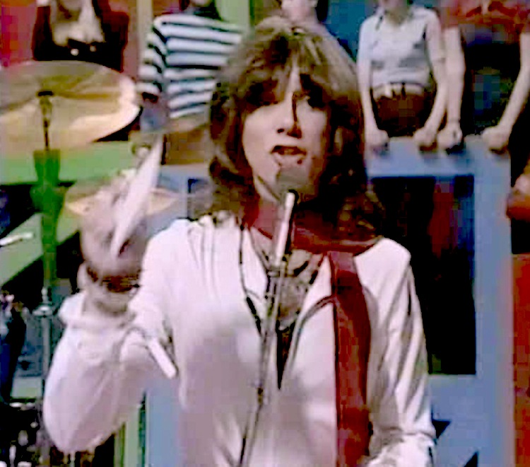 Alan Merrill introducing guest Marc Bolan (T.Rex) in the Arrows Show, weekly series 2, 1976. Granada - ITV England.