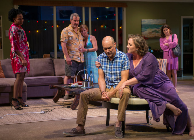 Greg Stuhr and Kirsten Fitzgerald in the Steppenwolf Theater production of Bruce Norris' THE QUALMS.
