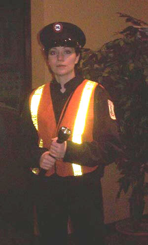 Christina on the set of Sinner (2003) as Officer June