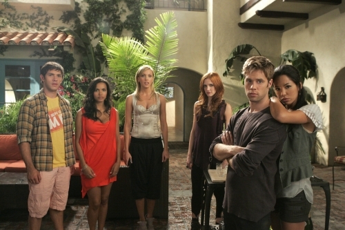 Still of Shaun Sipos, Stephany Jacobsen, Jessica Lucas and Katie Cassidy in Melrose Place (2009)