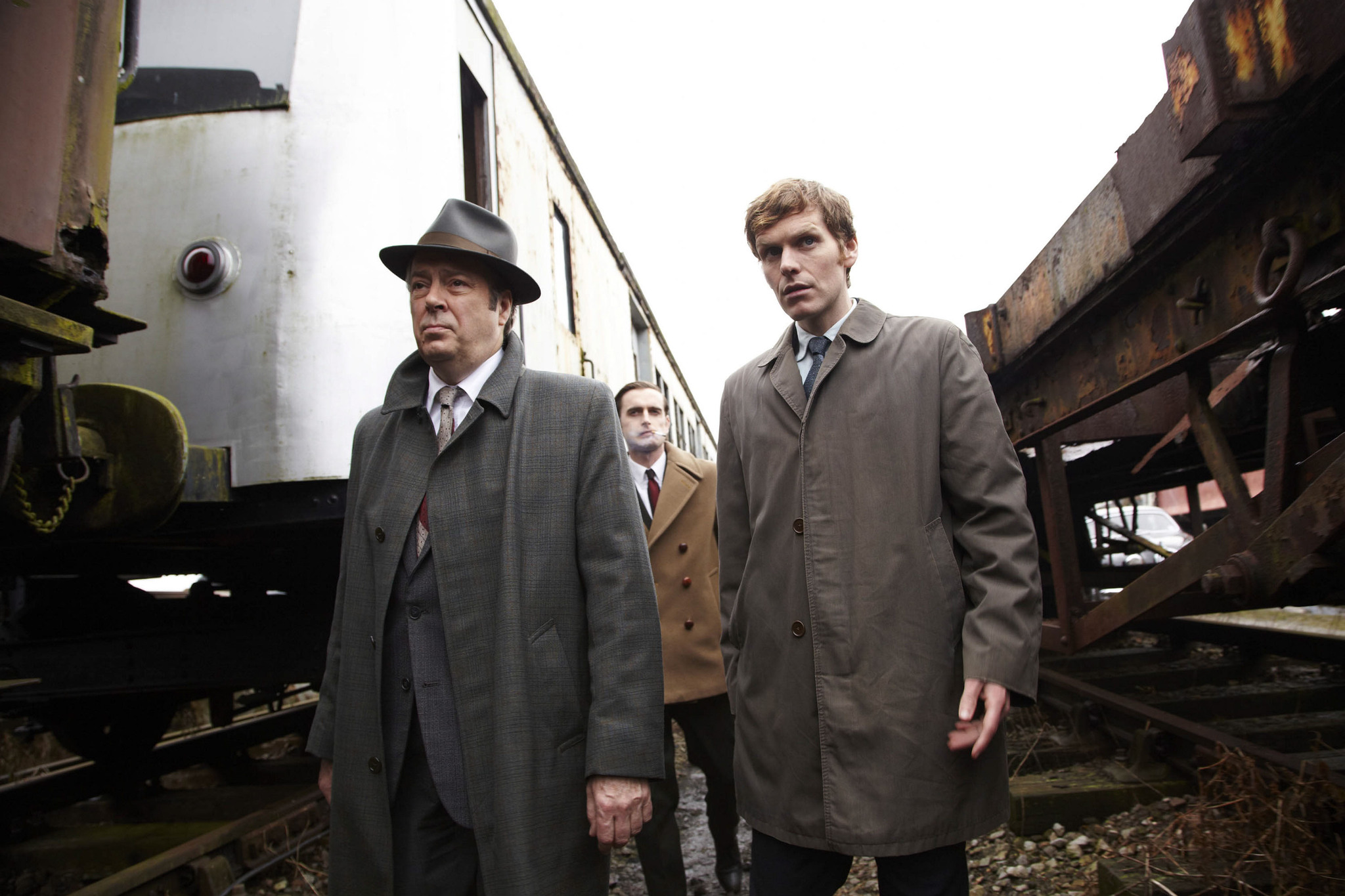 Still of Roger Allam, Shaun Evans and Jack Laskey in Endeavour (2013)