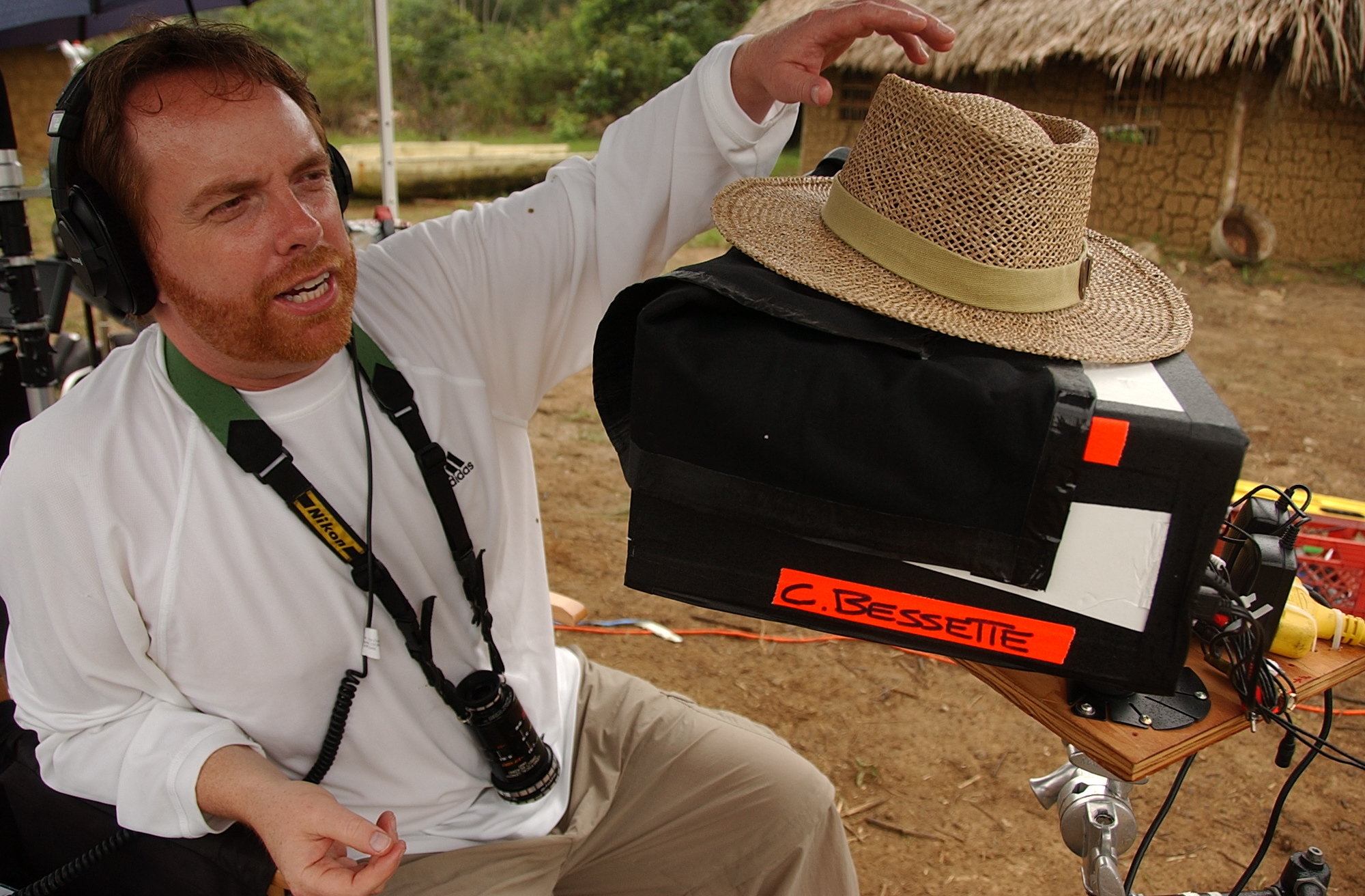 On location in Belize, Central America, filming 