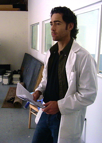 John Fortson prepping as Dr. Wise in the film Beyond