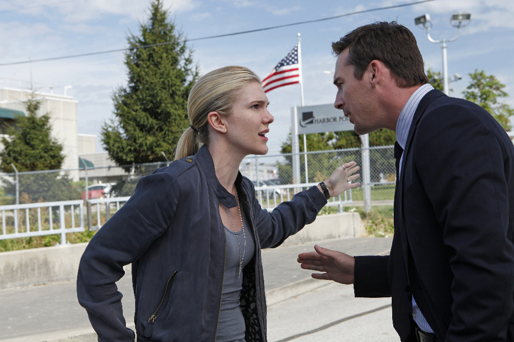 Still of Lily Rabe and Barry Sloane in The Whispers (2015)