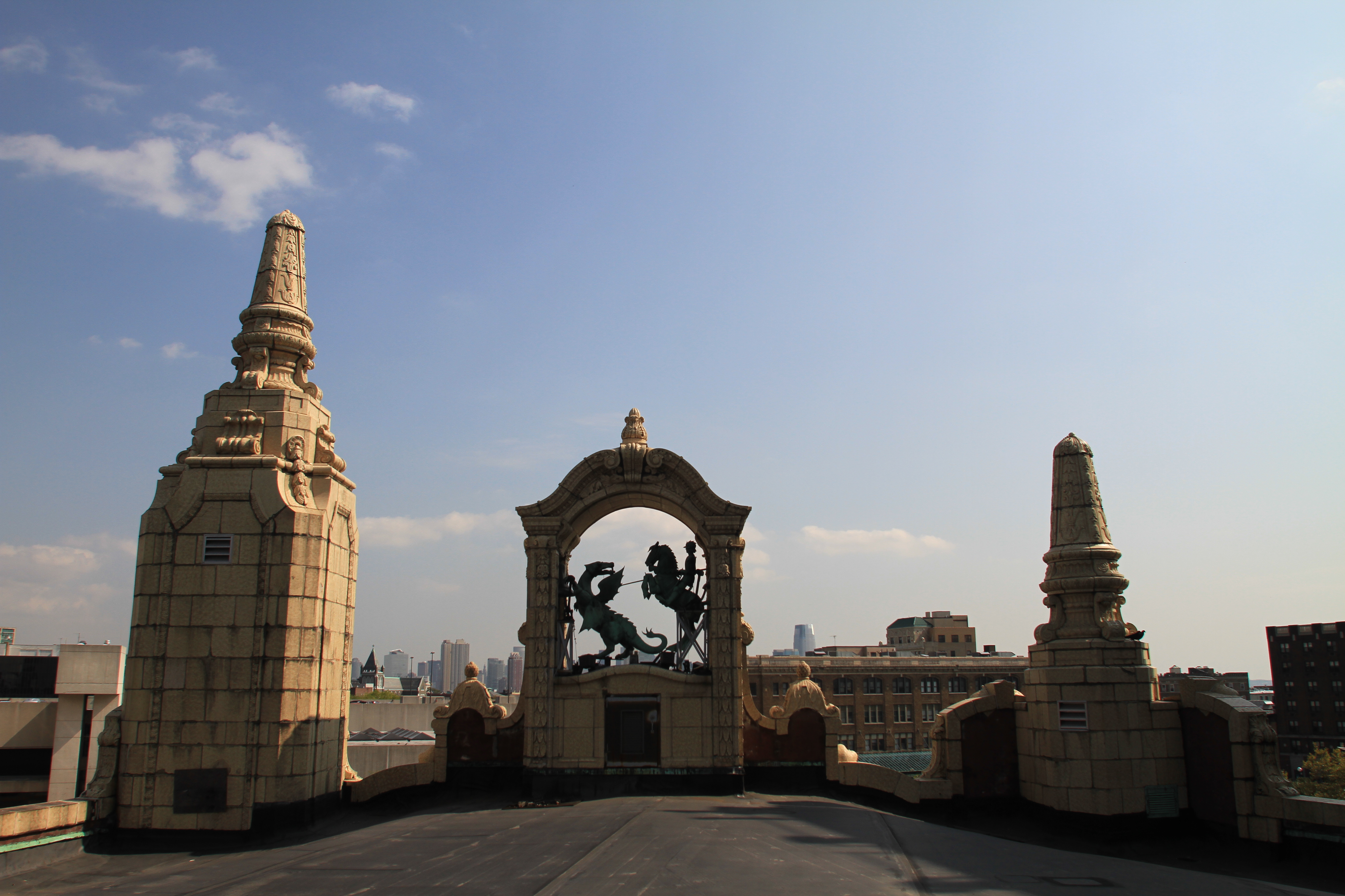 Rooftop view of the epic dragon battle, at the legendary Landmark Loews Movie Palace, in Jersey City, NJ