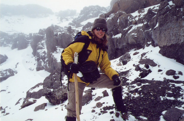 Heidi Albertsen is photographed while filming the IMAX film Kilimanjaro: To the Roof of Africa, in 2001.