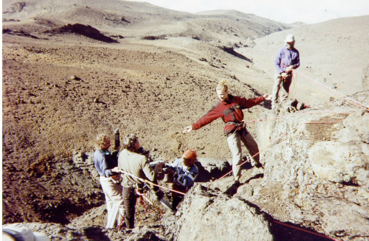 Heidi Albertsen is photographed while filming the IMAX film Kilimanjaro: To the Roof of Africa, in 2001.