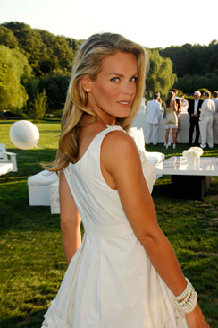 Heidi Albertsen at an event at the home of Anne Hearst McInerney and Jay McInerney in the presence of HSH Prince Albert II of Monaco to benefit the Princess Grace Foundation, sponsored by Louis Vuitton.