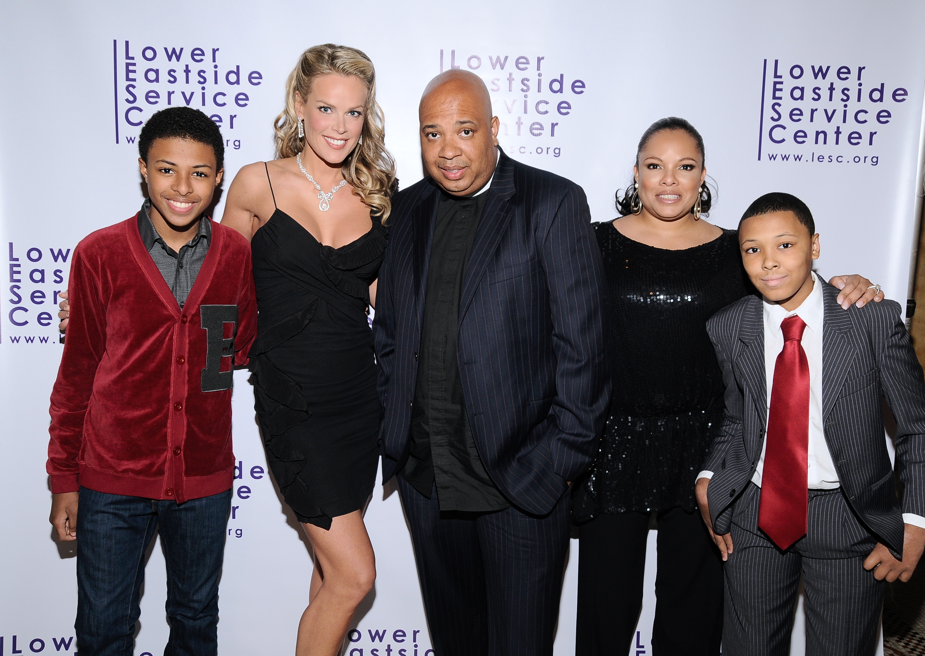 Diggy Simmons, Heidi Albertsen, Reverend Run, Justine Simmons, and Russy Simmons at a fundraiser for the Lower Eastside Service Center, May, 2010.
