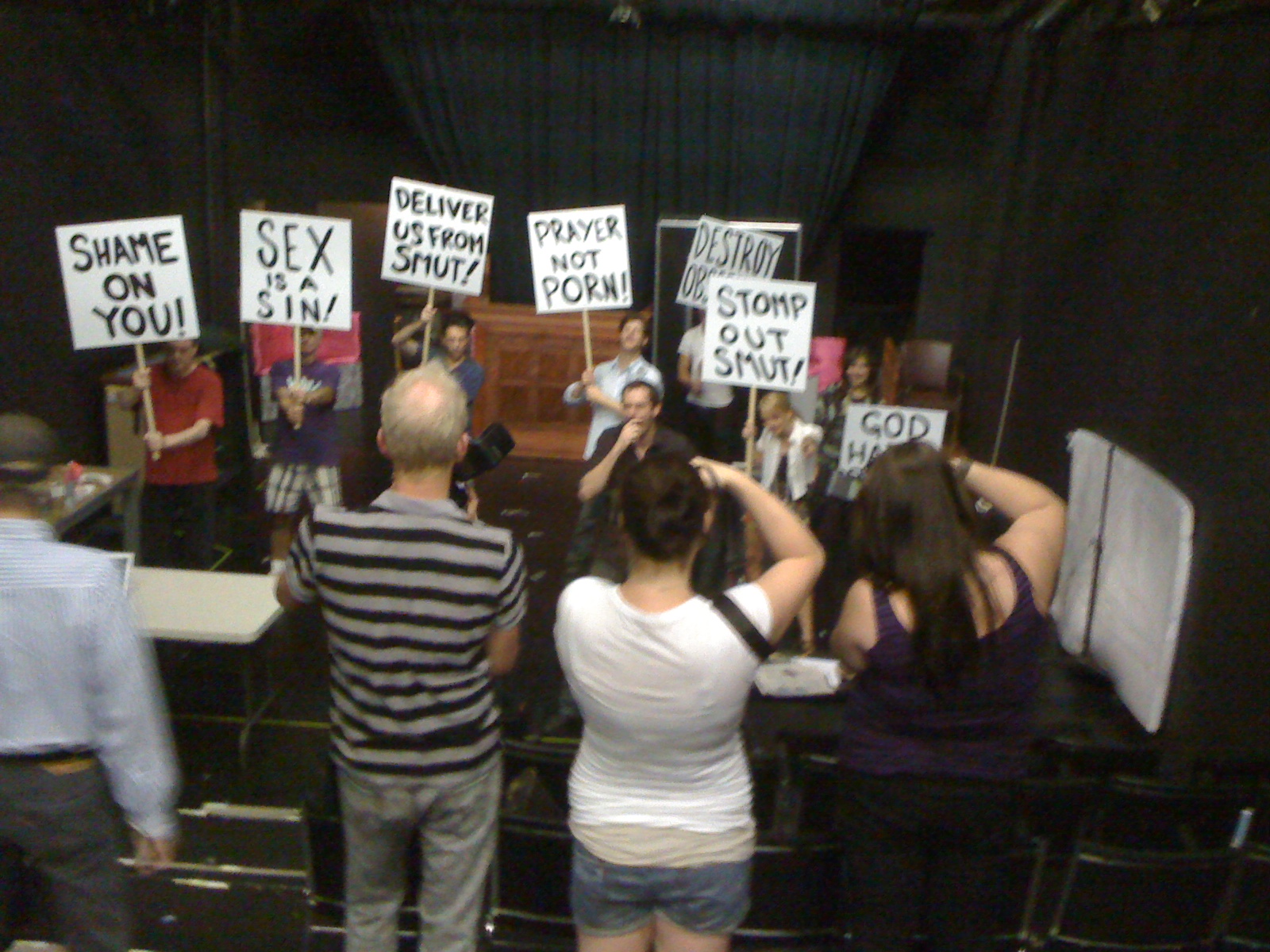 we protested our own show infront of the theatre every night!