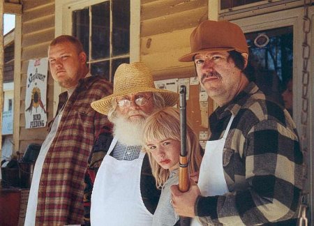 The boys from the general store: (l to r) Fenster, Old Man Cadwell, Dennis, and Tommy.