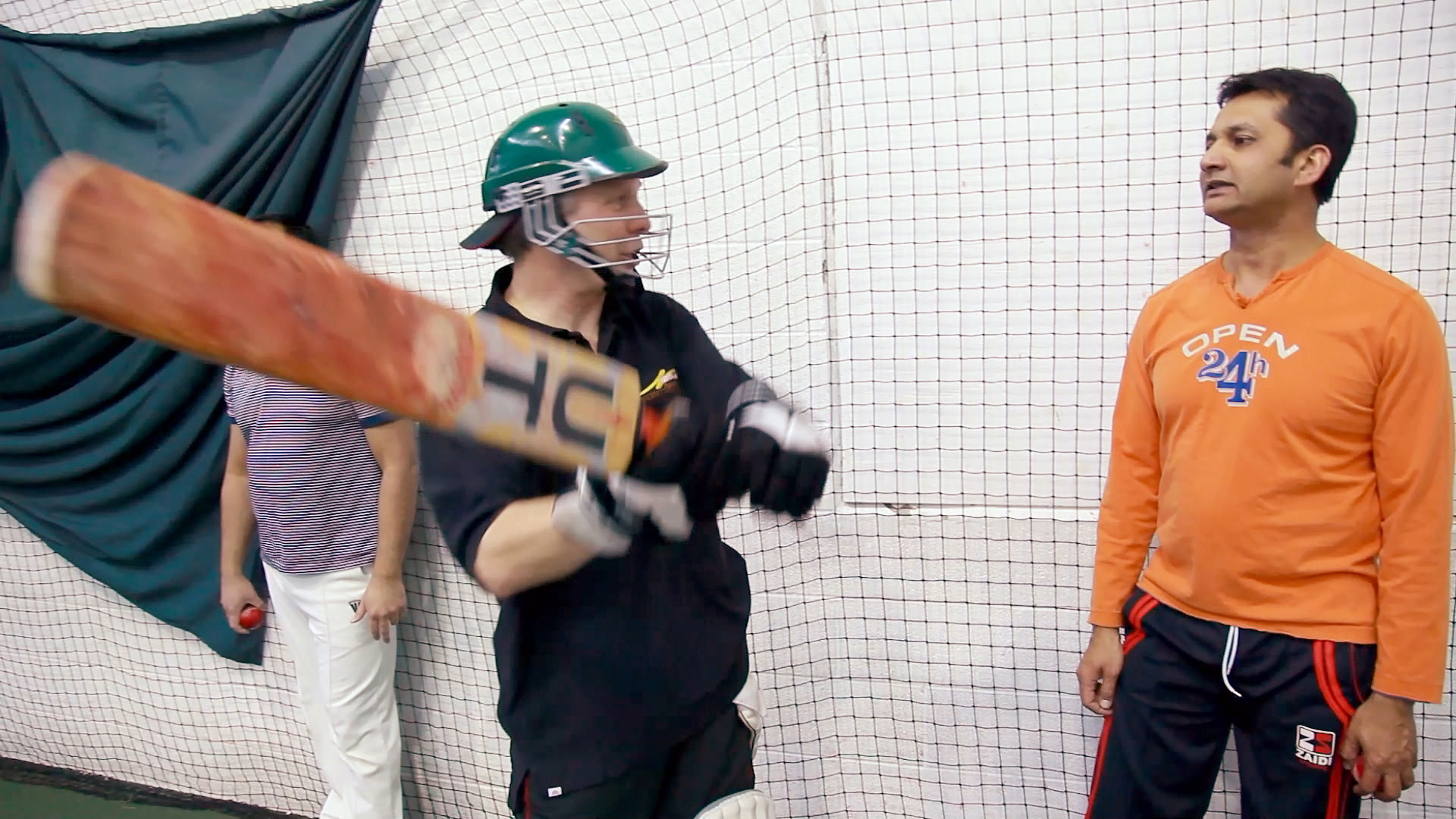 Martin Fisher, a hockey-loving Canadian, learns to bat in cricket.