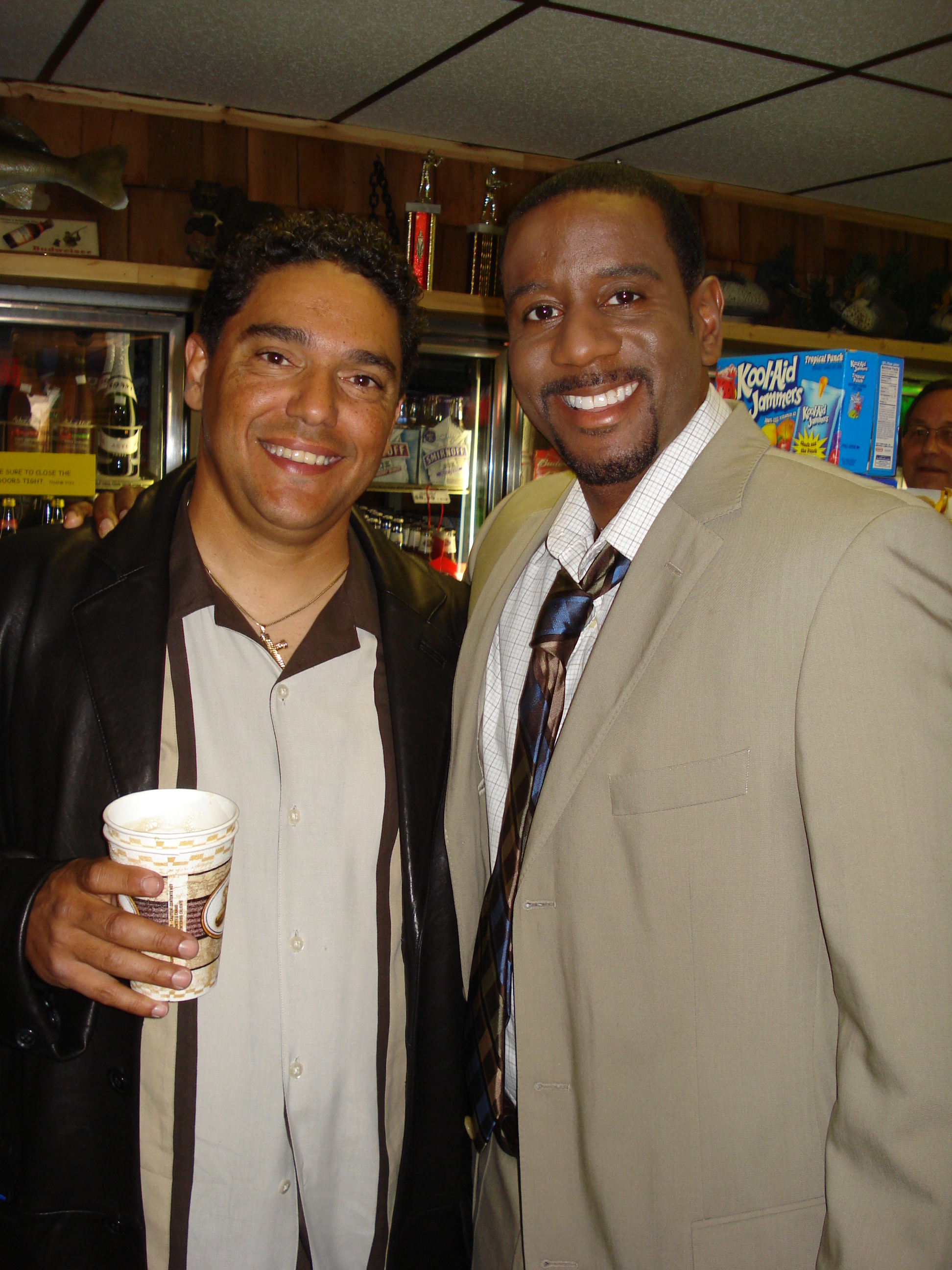 Reggie Gaskins, Nick Turturro on set of Street Boss