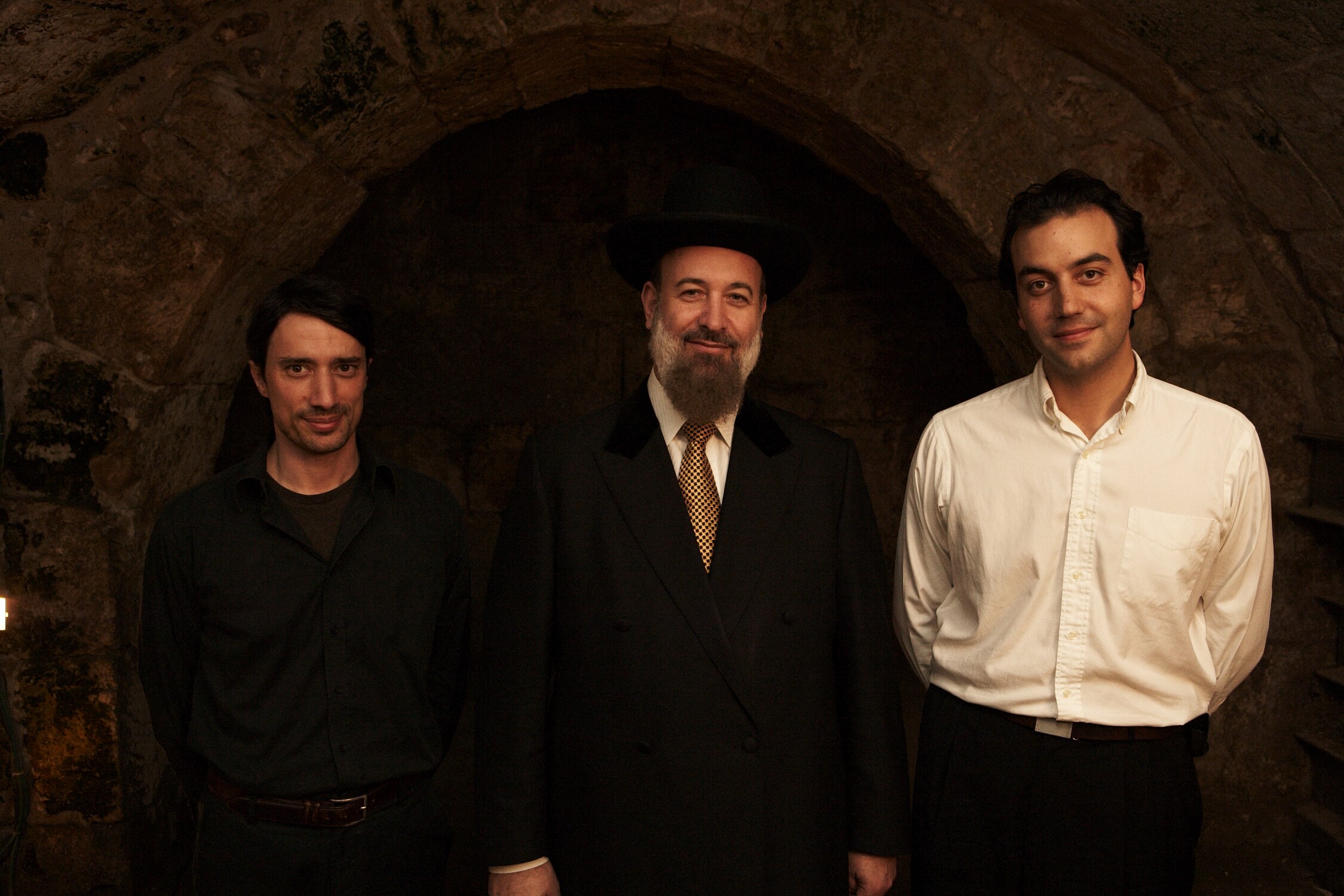 Jules Naudet, Gedeon Naudet and Yona Metzger, Ashkenazi Chief Rabbi of Israel. Jerusalem, Israel 2007
