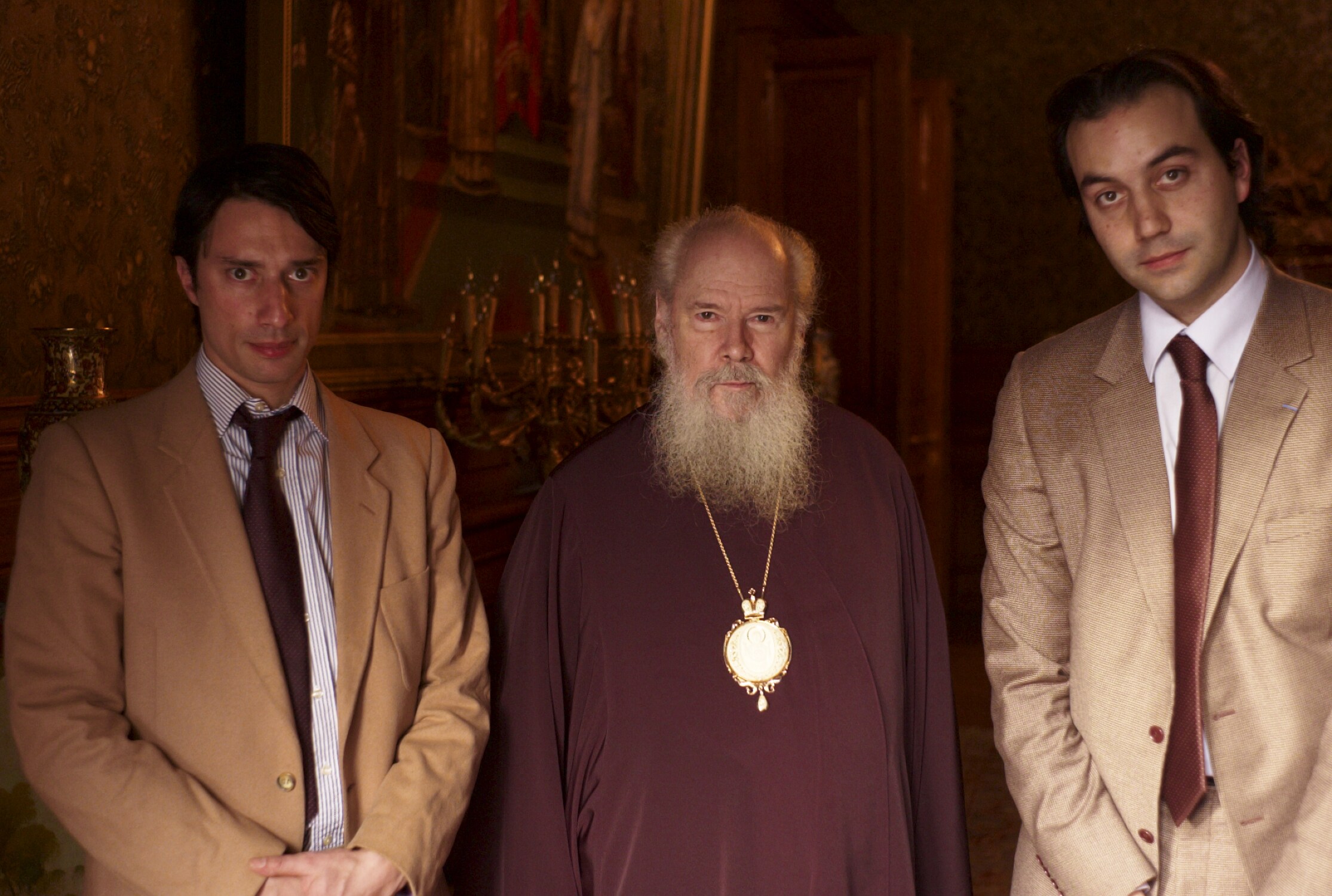 Jules Naudet, Gedeon Naudet and Alexei II, Patriarch of Moscow and head of the Russian Orthodox Church. Moscow, Russia, 2008