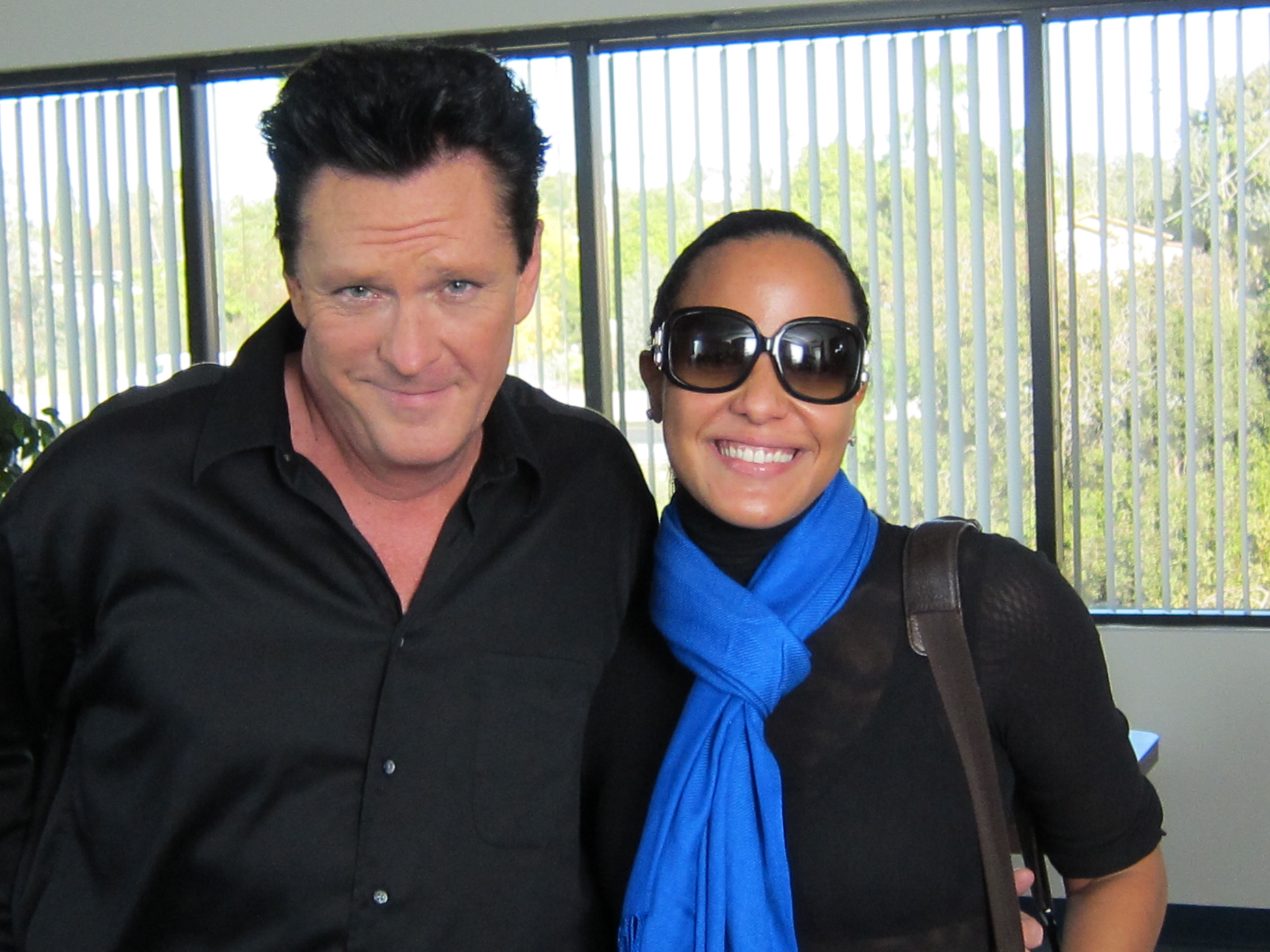 On set! Michael Madsen and Jane Santos.