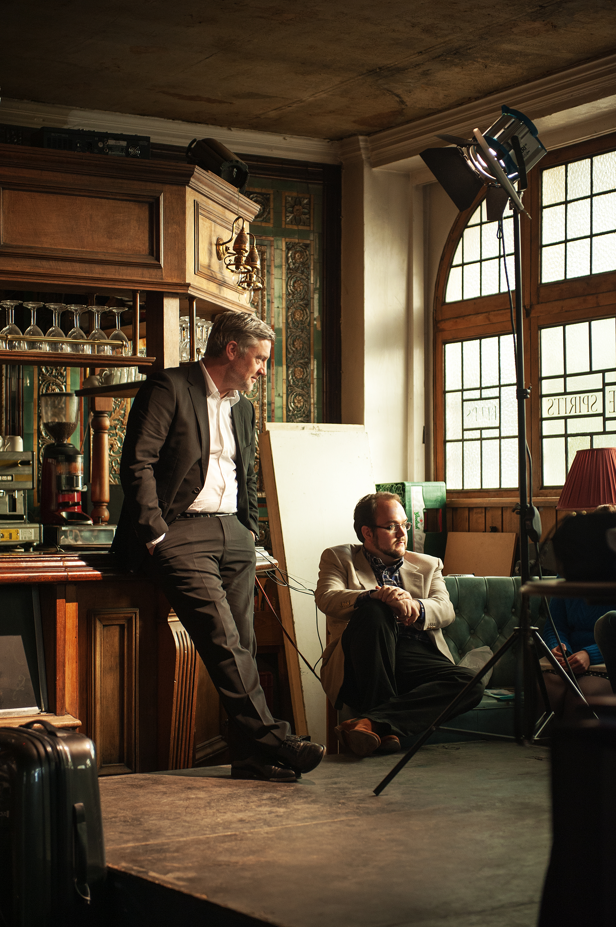 Producer Jonathan Sothcott and actor Vincent Regan on the set of Top Dog