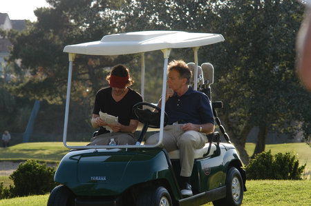 Director Nick Tabri runs lines with David Leisure.