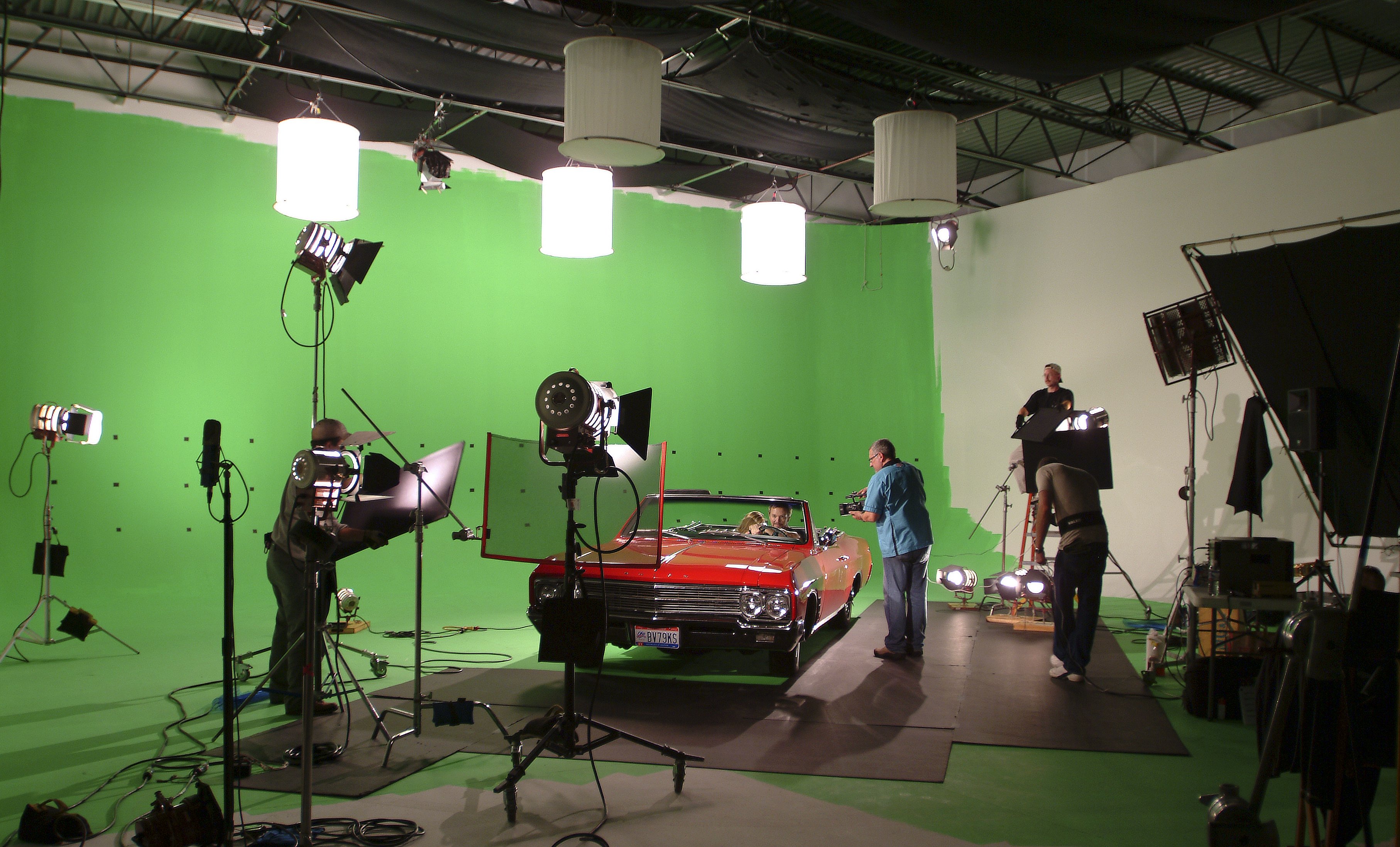 Michael Caporale directs a music video shot on greenscreen