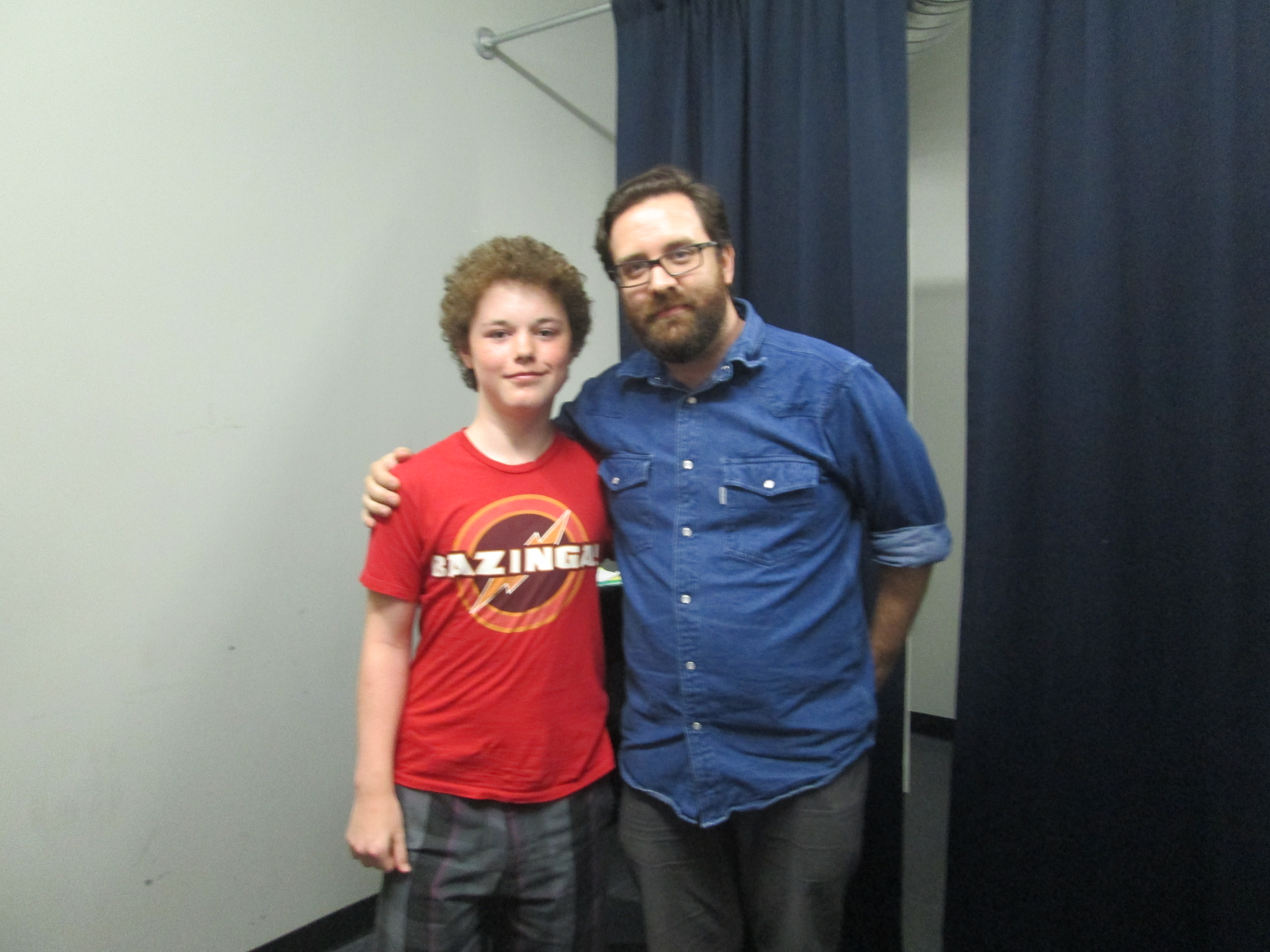 Connor with teacher taking a class at The Groundlings