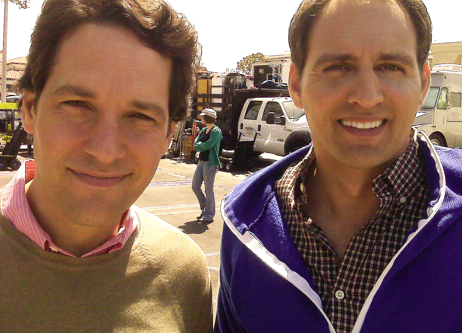 Paul Rudd and Scott Carino on the set of I Love You, Man.