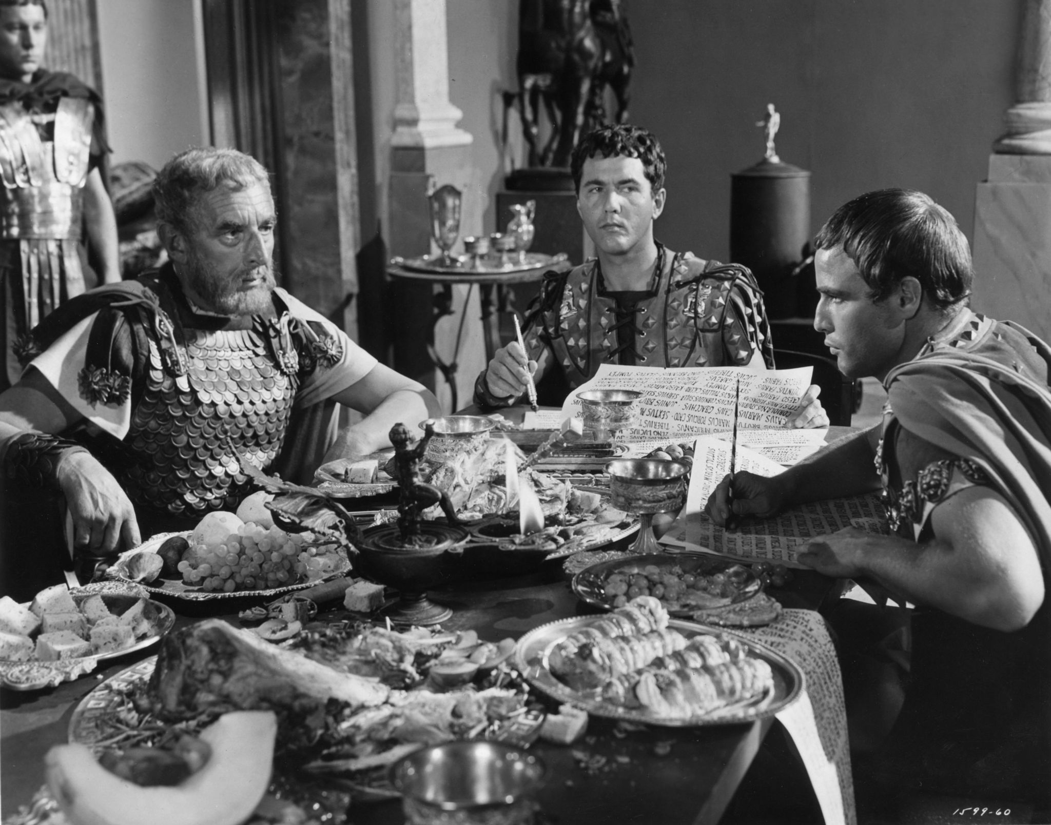 Still of Marlon Brando, Douglass Dumbrille and Douglass Watson in Julius Caesar (1953)