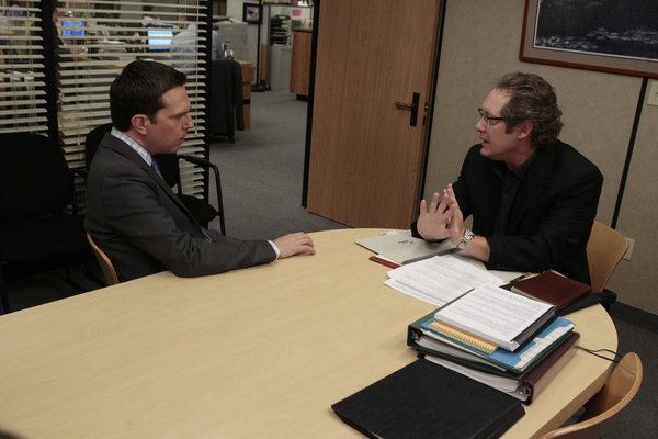 Still of James Spader and Ed Helms in The Office (2005)