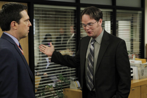 Still of Rainn Wilson and Ed Helms in The Office (2005)