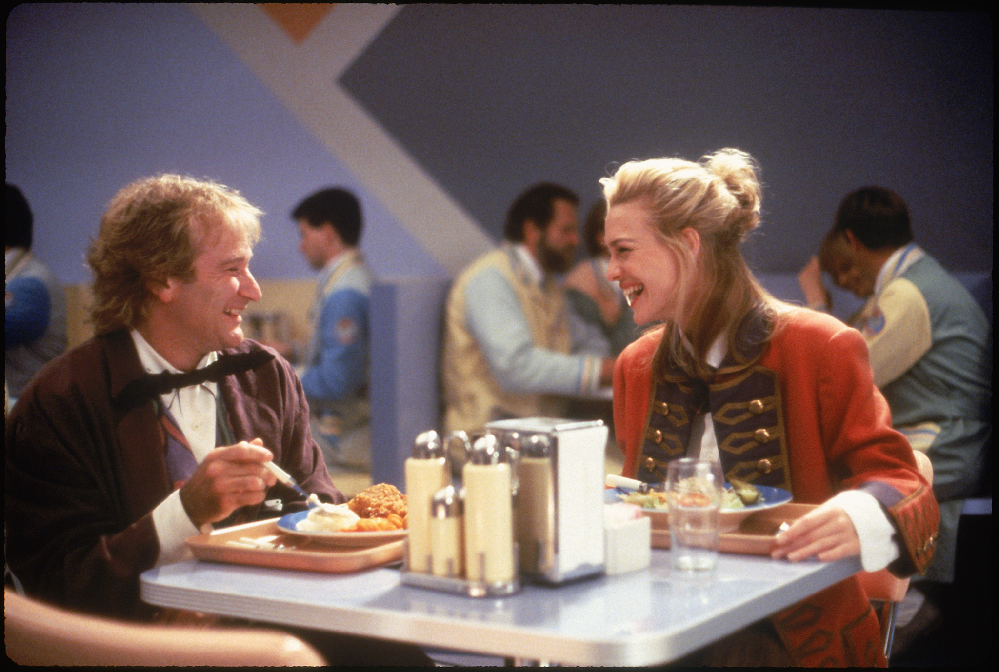 Still of Robin Williams and Robin Wright in Toys (1992)