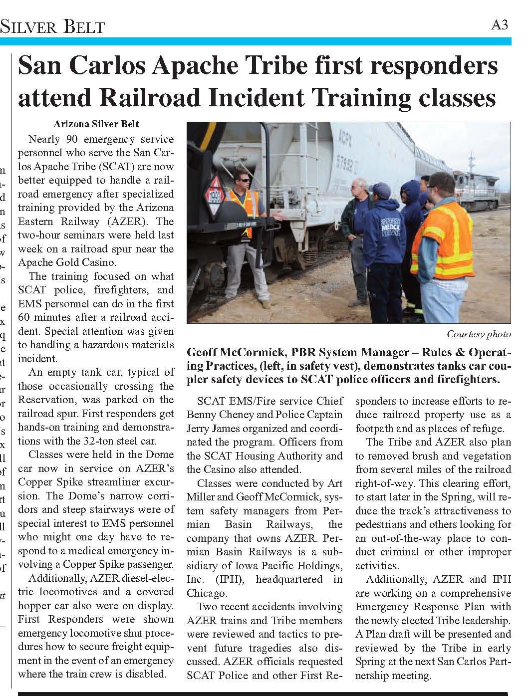 Art Miller, working through railroad employers and RTMS, has conducted dozens of railroad safety training programs for production crews, law enforcement agencies, fire departments and other First Responders.