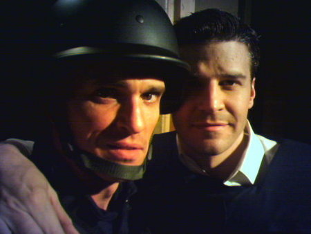 Dotan Baer a former 1st 75th Ranger as HRT SWAT on set with David Boreanaz who plays a Former 75th Ranger on BONES!! HOOOOAAAAHHHH!!! www.gunmetalgroup.com