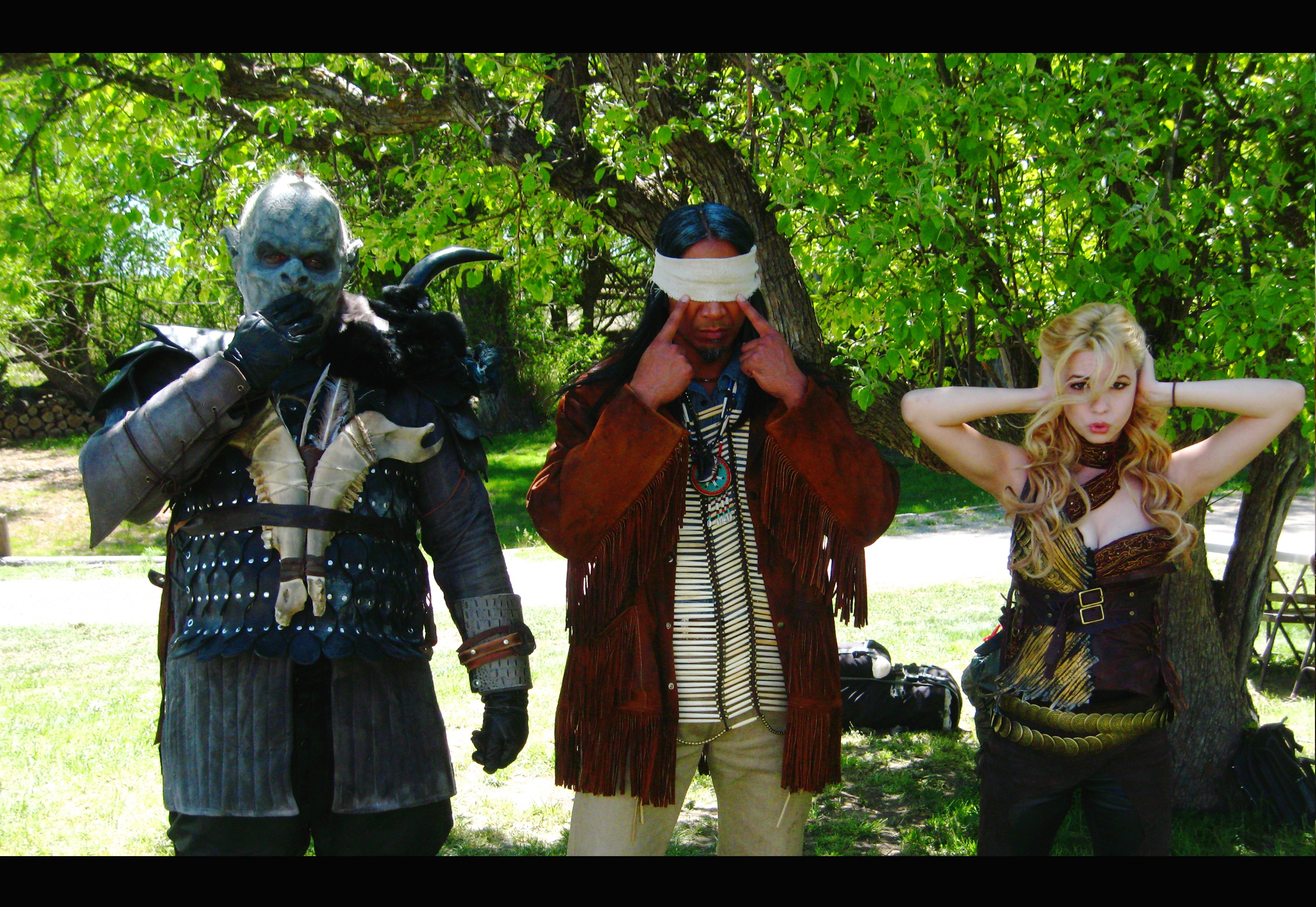 On-the-Set: Having serious fun with actors Adam Johnson (L), and Masiela Lusha (R) on the set of ORC WARS.