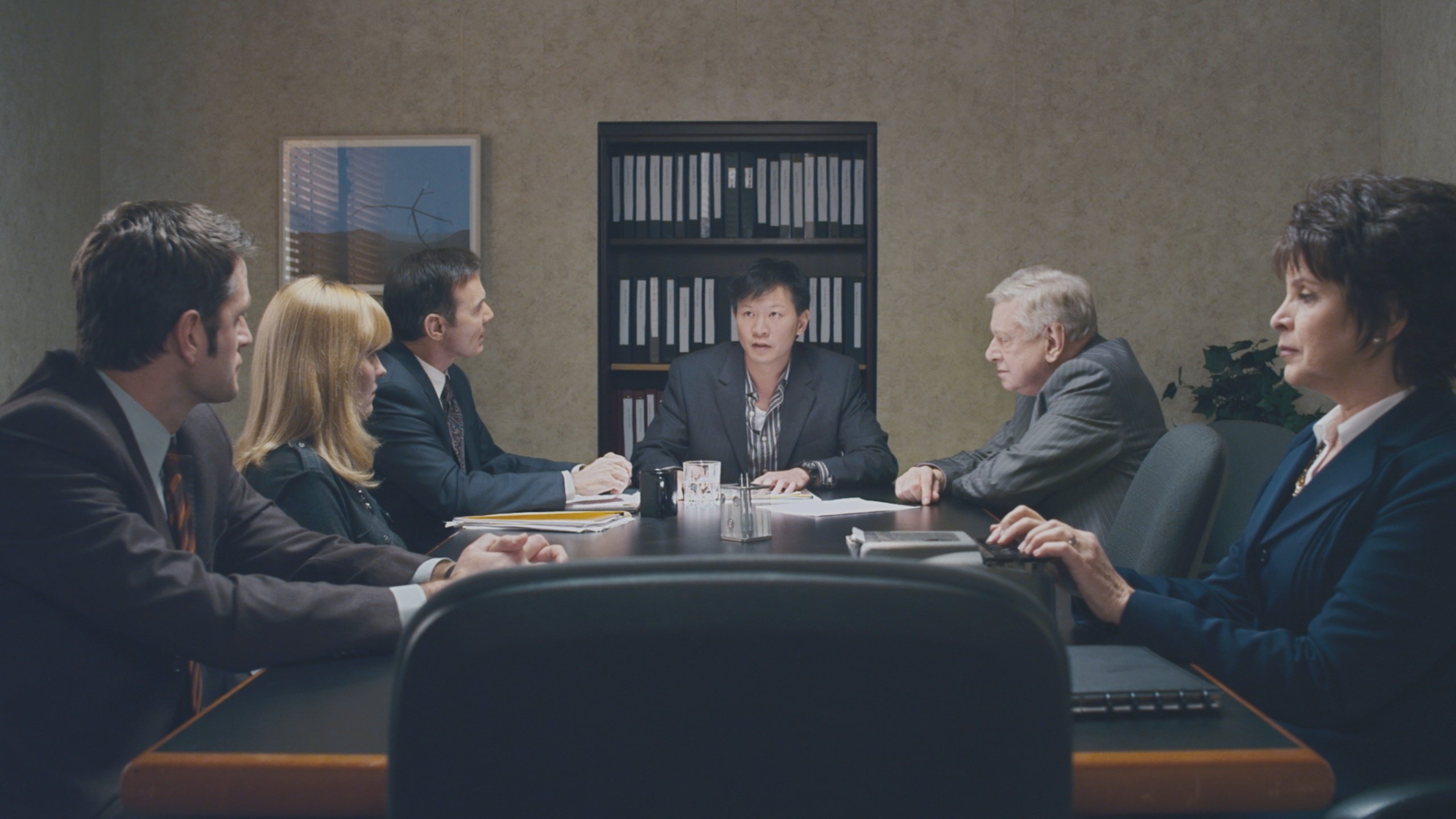 Eugene Brell, Peter Hermann, Brian Murray, Marsha Waterbury, Patrick Wang and Kelly McAndrew in In the Family (2011)