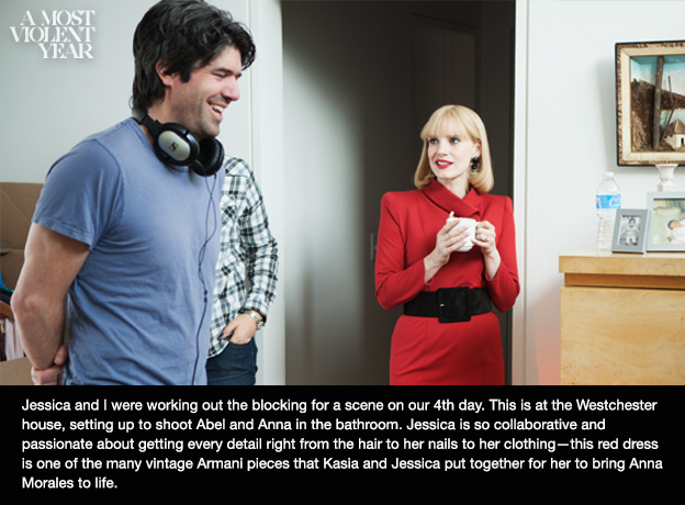 Writer/director J.C. Chandor created captions for these behind-the-scenes photos. 'A Most Violent Year' opens nationwide on Friday, January 30th.