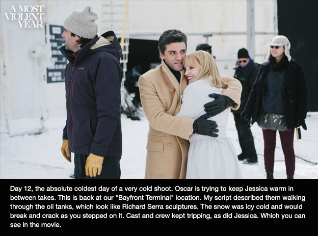 J.C. Chandor, Oscar Isaac and Jessica Chastain in A Most Violent Year (2014)