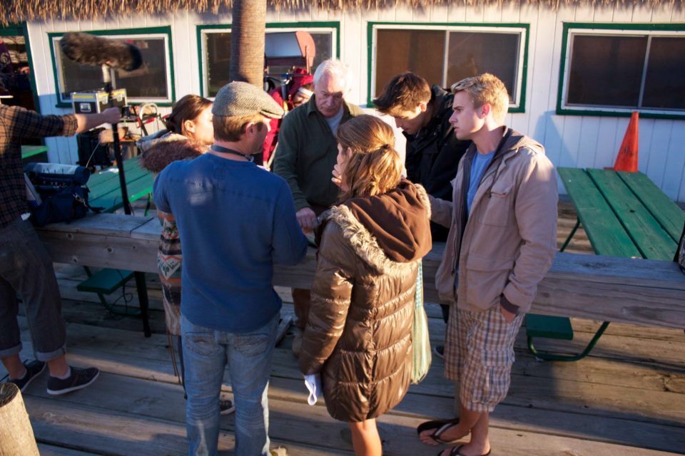 Cast of Caretaker (2012) on set Lance Henriksen, Briana Evigan, Randy Wayne, Sarah Karges and Ben Elliott with Director Marty Murray