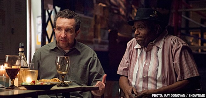 The set of Ray Donovan Eddie Marsan and William Stanford Davis