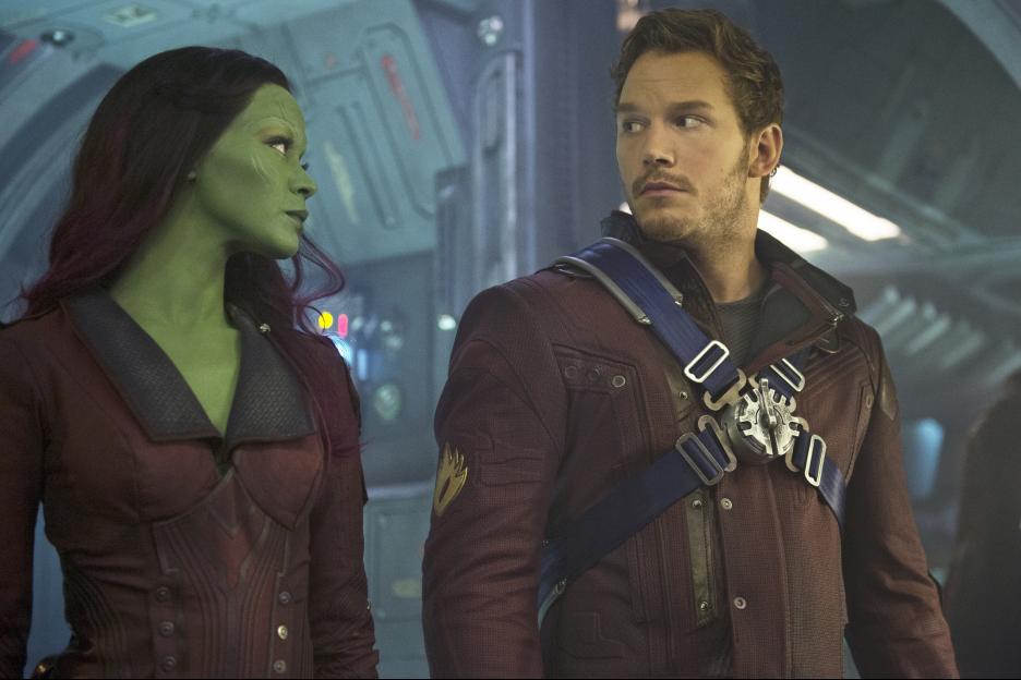 Still of Chris Pratt and Zoe Saldana in Galaktikos sergetojai (2014)