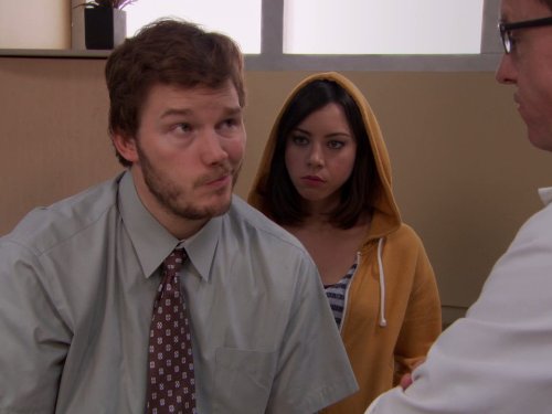 Still of Chris Pratt and Aubrey Plaza in Parks and Recreation (2009)